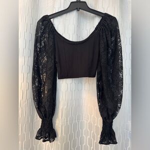 Urban Outfitters Black Long Sleeved Crop Top-Size S NWT